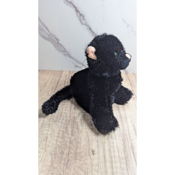 Webkinz Ganz Black Cat Plush *No Code* green eyes  pink nose 7" - Picture 4 of 10